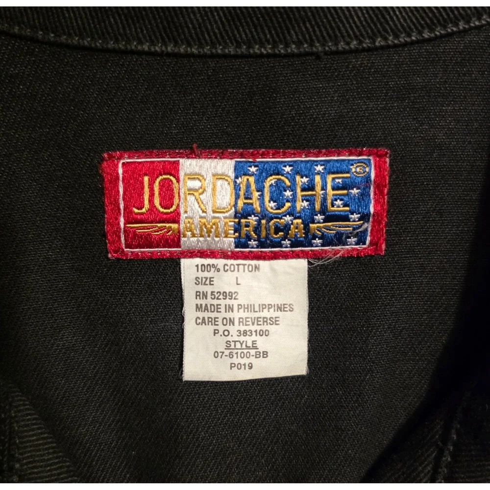 Vintage Jordache Black Denim Trucker Jacket Men's L Oversized 90s USA Style